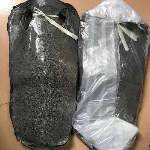 全磨珍珠鱼皮魔鬼鱼皮革皮革面料皮料皮料diy灰色