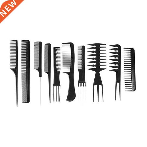 10pcs professional combs set black plastic hair styling tool