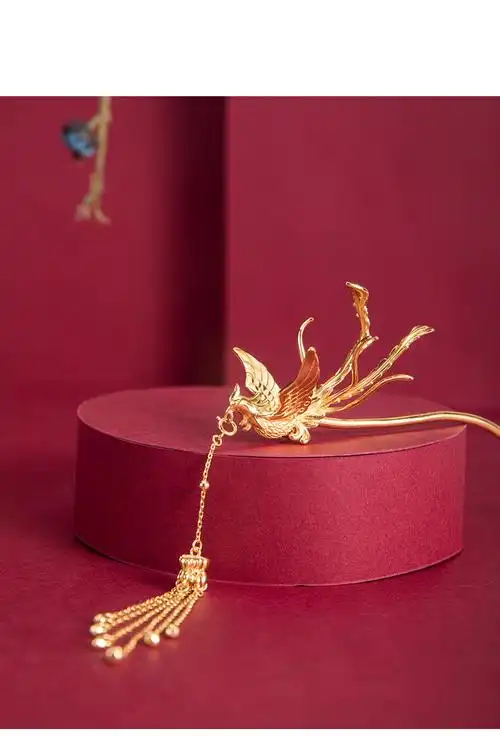 步摇凤簪礼物送女友择优发货 凤凰流苏发簪 凤凰耳环 凤凰顶簪【图片