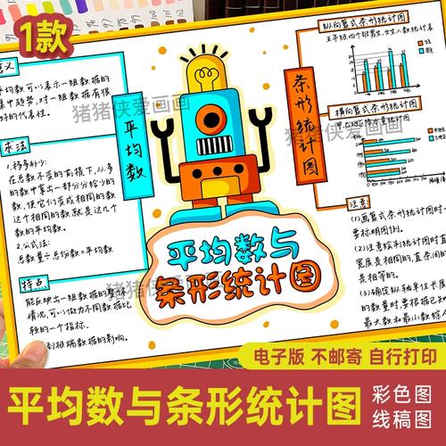 小学四年级下册第八单元平均数与条形统计图思维导图电子线稿166