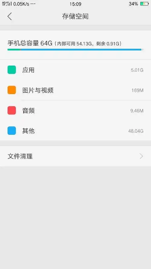 oppor9plusm64g内存但应用才用了5g!提醒内存不足了.