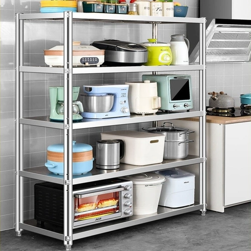 不锈钢厨房置物架落地多层货架物架家用杂物收纳厨房置物架