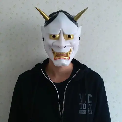般若面具男恐怖日本鬼面恶魔鬼脸班诺面具日式鬼首鬼面具cos道具