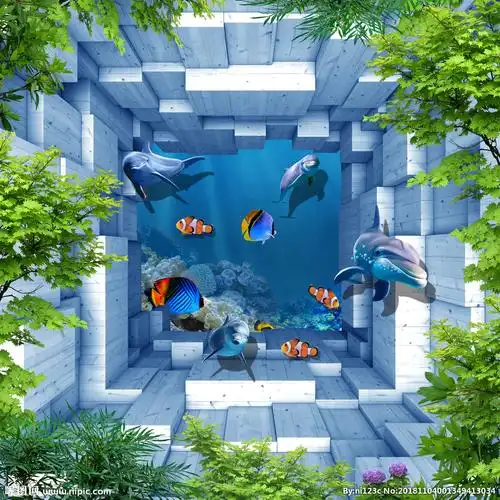 3d海底世界天顶壁画图片