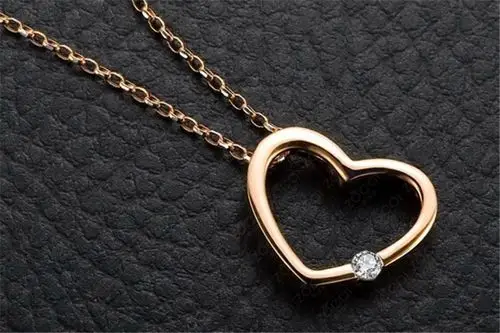 佐卡伊珠宝18k玫瑰金心形结婚定制钻石项链_珠宝图片