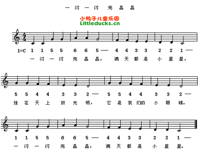 儿歌乐谱,一闪一闪亮晶晶儿歌歌词:一闪一闪亮晶晶,满天都是小星星,挂