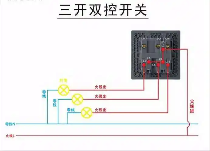 三开开关接线图实物图_你问我答网