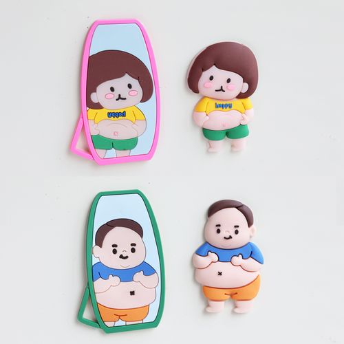 减肥小胖子照镜创意卡通可爱冰箱贴个性装饰磁贴冰箱留言板磁力贴