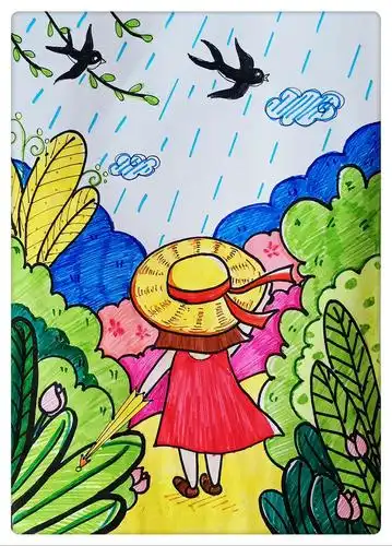 "2020,清明节"——海港区杜庄学区高庄小学一年级美术创新绘画之"踏青