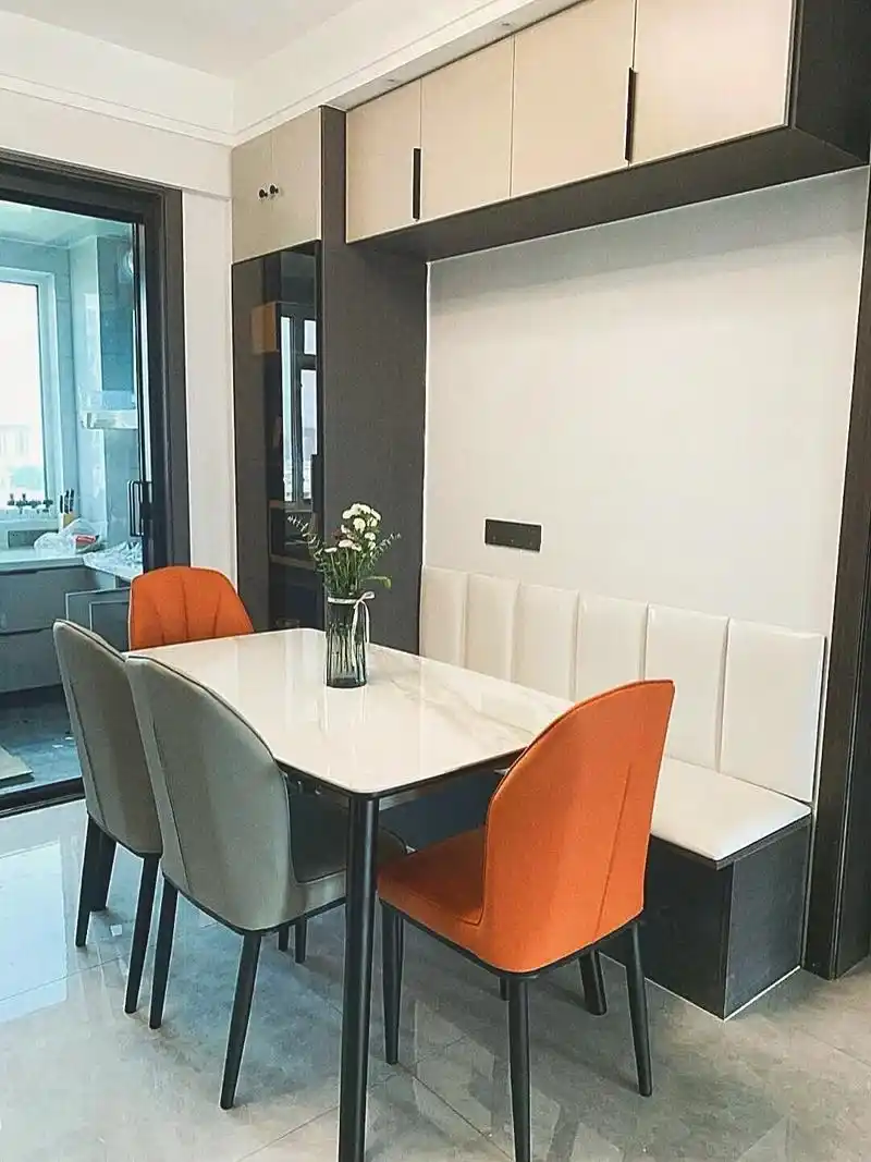 有人说放上餐桌再摆两面凳子显得餐厅很小,那你看看这几款卡座效 - 抖