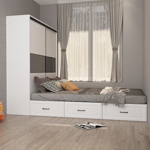 榻榻米衣柜一体衣帽间书桌衣橱组合小户户型多功能衣柜床