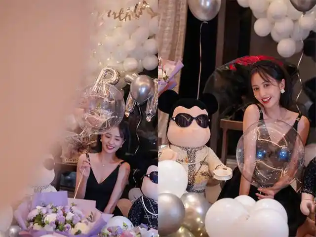 在工作室晒出的照片中,可以看出佟丽娅的生日会很是奢华,当天她也是