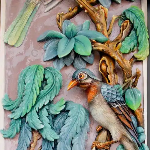 浮雕鸟类装饰图案艺术品