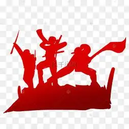 红色对抗战争人物剪影