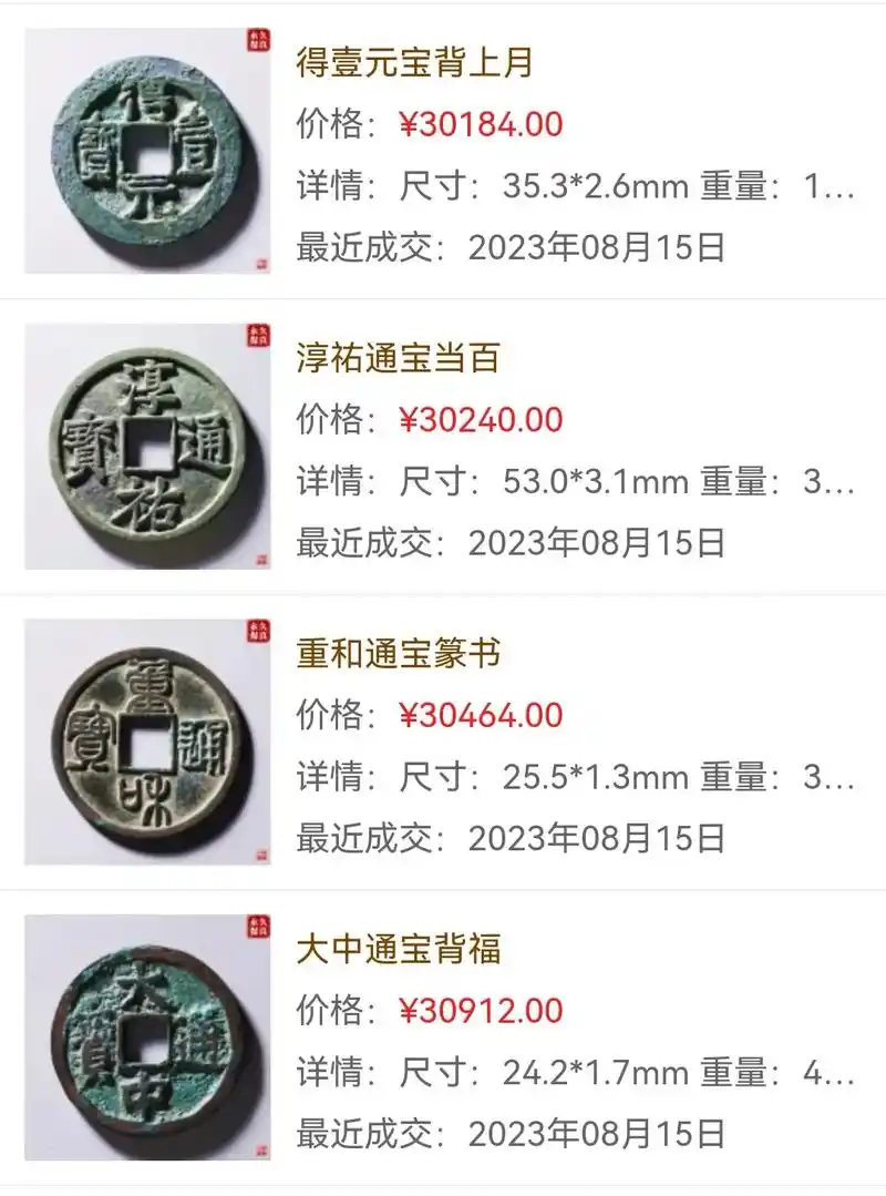 古钱币铜钱银元拍卖成交价格图片大全#古钱币 - 抖音