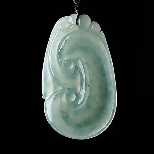 翡翠如意吊坠冰种a货老坑玉石通透龙头如意玉坠挂件如意翡翠玉佩