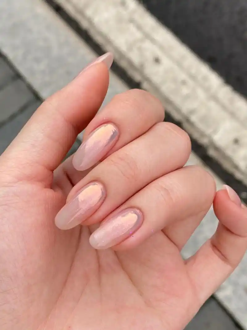 温柔天花板 裸粉渐变极光美甲  啊啊啊啊太喜欢这个月的指甲 终于做了