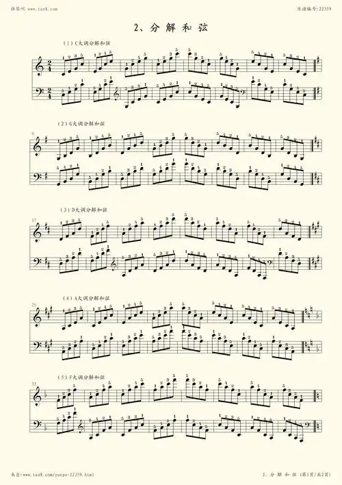 钢琴谱:19-27.第二级(基本练习)分解和弦-中央音乐学院(业余)考级教程