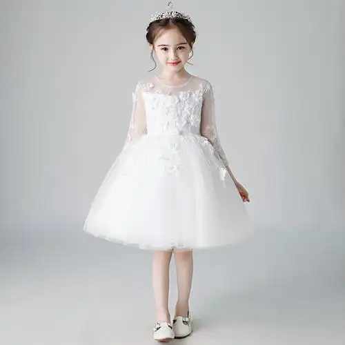 儿童礼服公主裙蓬蓬纱小花童婚纱裙生日女童演出服女孩洋气主持人