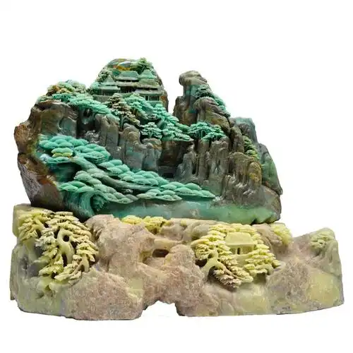 《峦峰叠翠》精品收藏 山水石雕摆件 精雕细琢