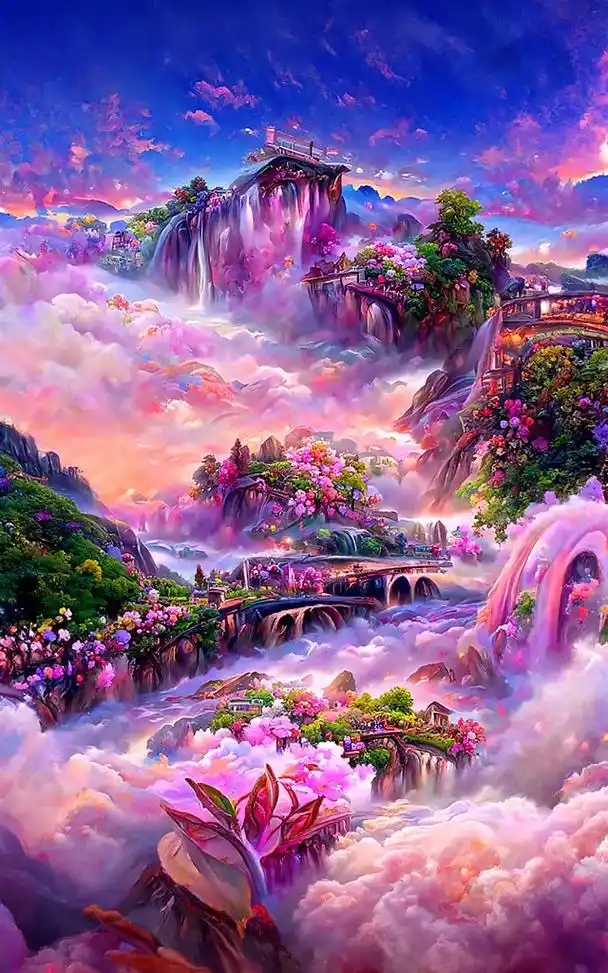 手机壁纸.清风壁纸.《梦境花海3》是天宫仙界?是地上人 - 抖音