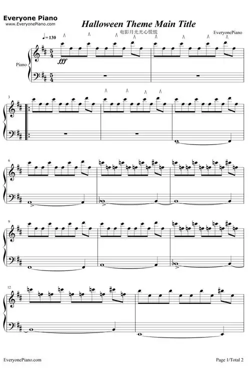 halloweenthememaintitle钢琴谱johncarpenter月光光心慌慌音乐原声