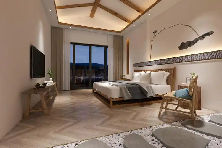 新中式民宿酒店客房-室内设计-拓者设计吧