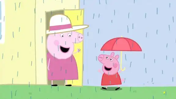 小猪佩奇下雨天到猪奶奶家