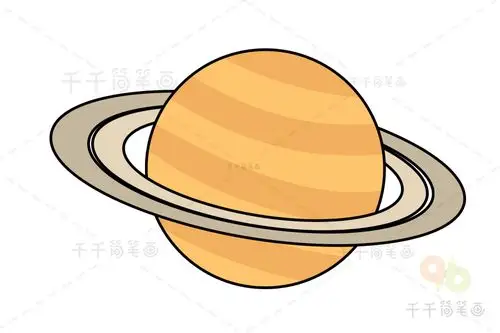 土星简笔画亲子绘画