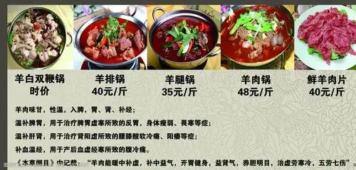 羊肉锅羊肉菜谱展板图片