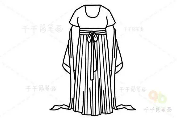 画好看华丽的汉服简笔画教程古装衣服简笔画怎么画古装衣服简笔画简单