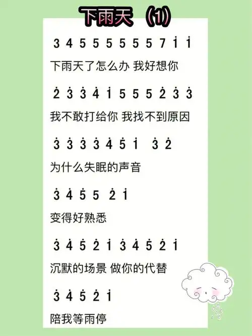 卡林巴拇指琴下雨天简谱