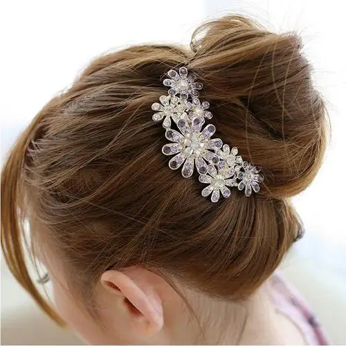 韩国发饰插梳发卡日韩水钻盘发发梳古风簪子精美饰品头饰头花发夹