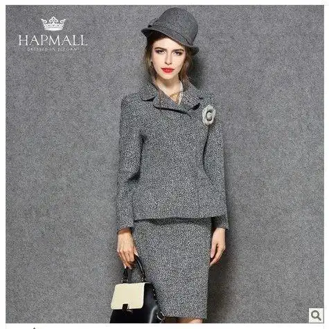 哈拍职业两件套女装秋装2013新款欧美大牌香奈儿西装ol职业套装裙商城