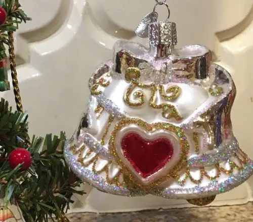 old world christmas wedding bell ornament blown glass