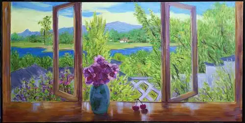 《窗外》120x60cm