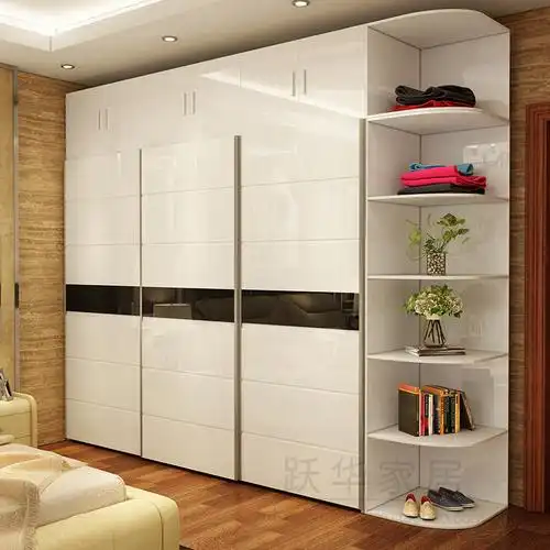 卧室烤漆三门大衣柜推拉门简约现代经济组装整体趟门衣柜移门衣橱