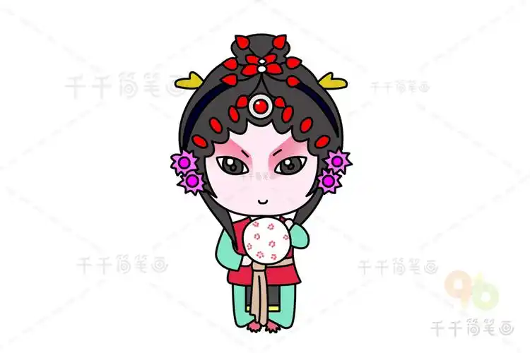 花旦简笔画步骤图_戏曲人物大全简笔画