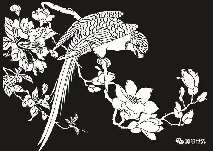 《美图欣赏》(剪纸艺术)黑白花鸟剪纸素材,活灵活现,如诗如画!