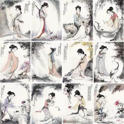 0505 金陵十二钗 册页 设色纸本