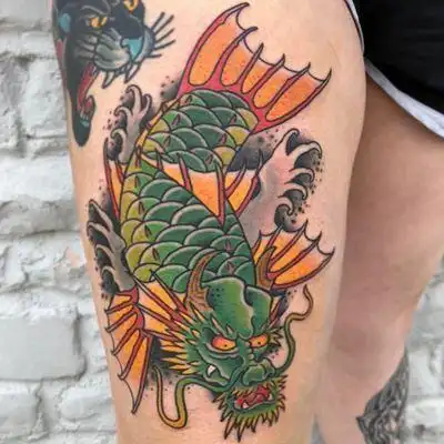 好看的龙鱼纹身图案(13)