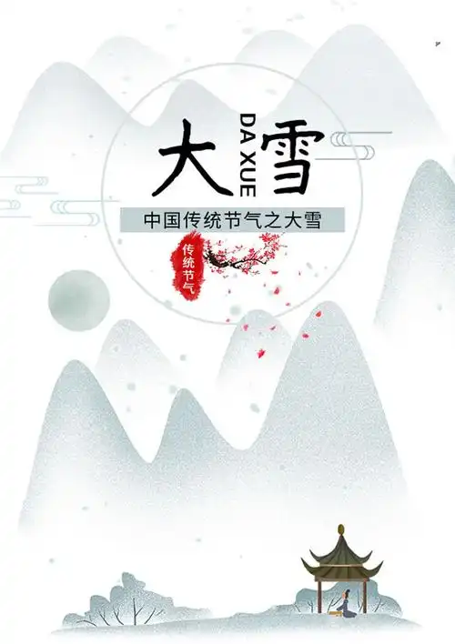 大雪节气复古唯美海报psd素材