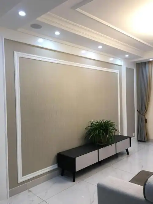 他家电视背景墙简单走了一圈石膏线没想到全小区的抢着来学