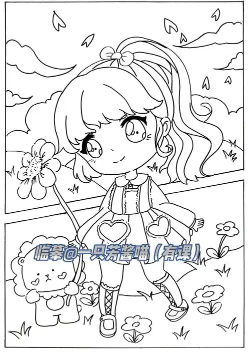 分镜动漫q版人物可爱女生马克笔绘画