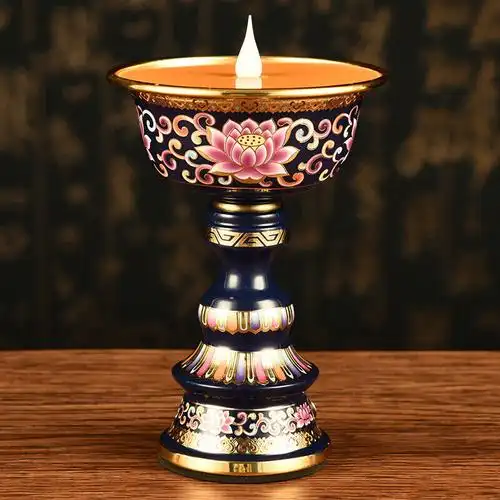 莲花led酥油油灯花灯长明灯蜡烛藏式充电两用烛台