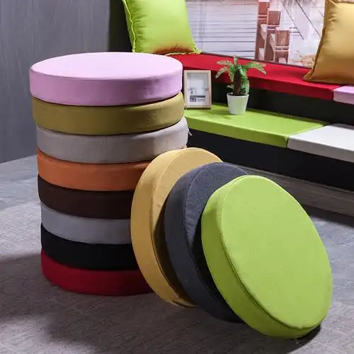 定制亚麻坐垫海绵沙发垫室内椅子圆形方型加厚防滑榻榻米飘窗坐垫