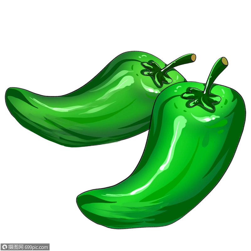 卡通绿色辣椒插图图片