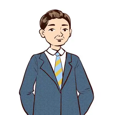 老板站姿卡通人物商务人物经理西装男人png素材快餐炸鸡海报小吃黄色