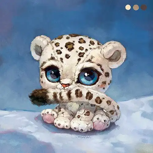 小雪豹咬尾巴最好玩不能养就画一只系列