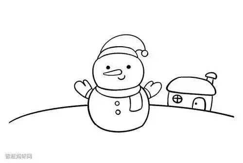 雪人雪景简笔画
